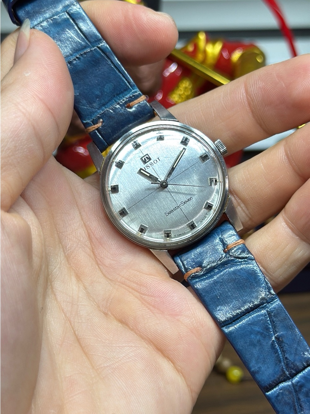 Tissot Silver Dial Men’s with Blue Leather Strap Watch